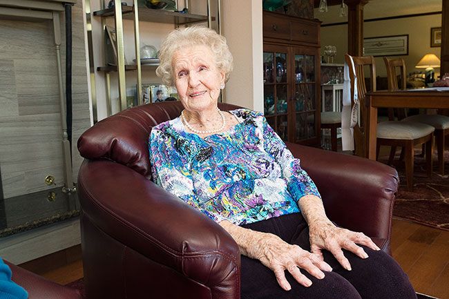 Marcus Larson/News-Register ##
Delores “Dee” Nolf earned the nickname “Bunny” when she was born on Easter Sunday, April 4, 1920. “I never dreamed I’d see 100 years, but I did,” she said.