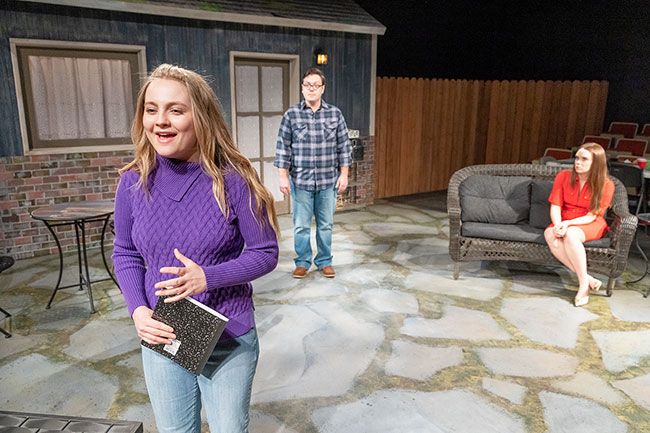 Marcus Larson/News-Register ## At Gallery Theater, Catherine (Jayna Sweet), left, with Hal (Reese Madden) and Claire (Hannah Patterson) in a central scene in “Proof” on the Arena stage. Fulfillment of passions and talents is a theme of the play, and of the theater company itself.