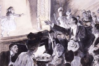Image: Library of Congress##An illustration showing a Vaudeville theater scene in around 1899, from Schribner’s Magazine, by William J. Glackens. The theater in which a riot broke out over frontier Oregon beauty Susie Robinson was, of course, considerably less refined than this one.