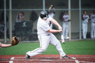 Marcus Larson/News-Register##
Dayton’s Zeke Hodges smacks a game-winning two-run single against the Willamina Bulldogs, handing the Pirates a 10-9 comeback win. Marcus Larson/News-Register##
Dayton’s Zeke Hodges smacks a game-winning two-run single against the Willamina Bulldogs, handing the Pirates a 10-9 comeback win.