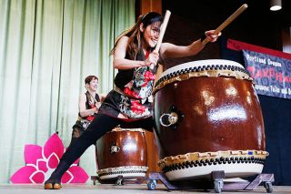 Rockne Roll/News-Register##Shoko Oba of Portland’s Takohachi performs during the annual Camellia Festival held Saturday at the Chehalem Cultural Center in Newberg. Rockne Roll/News-Register##Shoko Oba of Portland’s Takohachi performs during the annual Camellia Festival held Saturday at the Chehalem Cultural Center in Newberg.