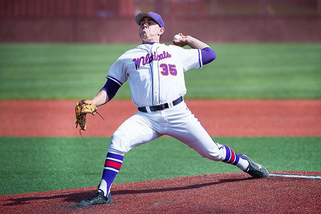 Marcus Larson/News-Register##
Linfield starting pitcher Cason Cunningham started the first game against Whitworth.