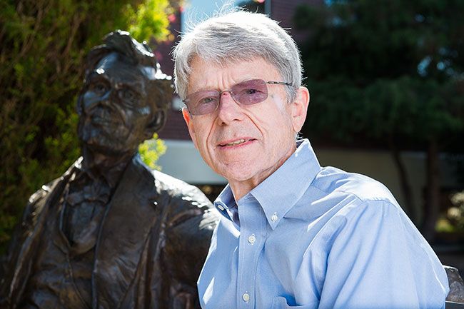 Rusty Rae / News-Register##Allan  Al  Larsen enjoys his hometown for its people, its vibrant
economy and its amenities, such as public art like the Abraham Lincoln
bronze outside the McMinnville Community Center. Larsen, the 2019 Man of
the Year, recently retired from his family business, Larsen Motors,
which he ran with brother Scott.