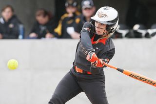 Rockne Roll/News-Register ##
Yamhill-Carlton senior Emily Drevdahl hit a two-run home run in the Tigers’ 10-0, five-inning victory over Cascade Thursday at Yamhill-Carlton High School.
