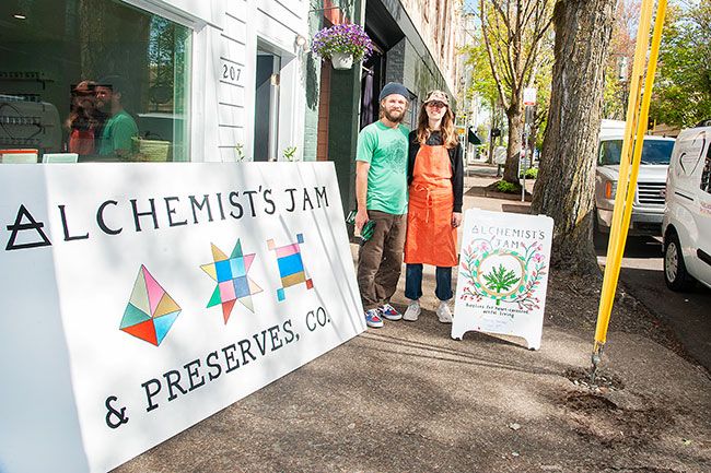 Rusty Rae/News-Register ## Danny Roberts and Jennifer Fisher will sell their Alchemist’s Jam and other products in their retail shop on Ford Street downtown.