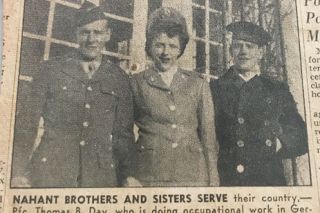 Submitted photo##
A Massachusetts newspaper ran a photo when Jane Day and two of her brothers joined the service during World War II. Carol Prendergast and 
Susan Day of Yamhill are Jane s niece; their father, John, is on the 
right and their uncle, Thomas, on the left.