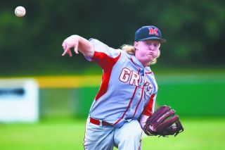 Rusty Rae/News-Register##
Everett Hensley came on in relief of Colton Crawford, but had an off day, try as he may. Rusty Rae/News-Register##
Everett Hensley came on in relief of Colton Crawford, but had an off day, try as he may.