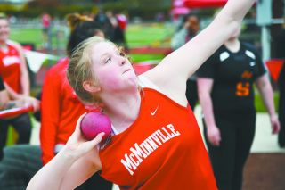 Marcus Larson/News-Register##
Alix Williams, from an earlier meet, was third in the shot put at the GVC district meet. She won the discus with a personal best. Marcus Larson/News-Register##
Alix Williams, from an earlier meet, was third in the shot put at the GVC district meet. She won the discus with a personal best.