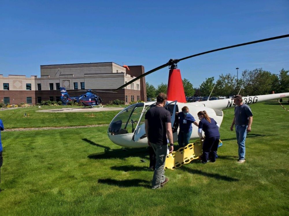 Submitted photo##This helicopter spottedthe missing Washington state man, north of Grand Ronde Tudesday, and transported him to the Willamette Valley Medical Center.