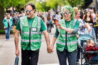 Marcus Larson/News-Register ## Googly-eyed aliens Alan LeVezu and Heidi Buck of McMinnville walk up and down Third Street meeting and greeting UFO Festival-goers.