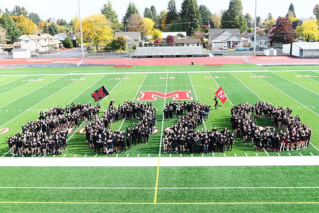 Sam Beyer photo/Courtesy The Bruin##Mac High’s class of 2020 on the football field earlier this school year.