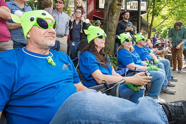 News-Register file photo##Parade-goers get into the spirit of the event. The UFO Festival also includes speakers, a sci-fi film fest and a pet costume contest.