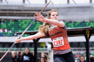News-Register file photo##Willamina’s Hallee Hughes is hoping to win her third straight title in the javelin throw this year, and she’s off to a great start. Her mark of 138 feet, one inch is the longest throw in all classes statewide so far this season. News-Register file photo##Willamina’s Hallee Hughes is hoping to win her third straight title in the javelin throw this year, and she’s off to a great start. Her mark of 138 feet, one inch is the longest throw in all classes statewide so far this season.