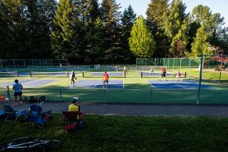 Marcus Larson/News-Register
The brand new pickleball courts in use by Mac Pickleball Club.