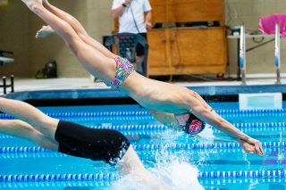 Marcus Larson/News-Register##
McMinnville’s Collin Bushey leads off in the boys 200-yard freestyle relay. Bushey finished his opening split of the event in 22.26 seconds, while the team placed second overall in 1:43.15. Marcus Larson/News-Register##
McMinnville’s Collin Bushey leads off in the boys 200-yard freestyle relay. Bushey finished his opening split of the event in 22.26 seconds, while the team placed second overall in 1:43.15.
