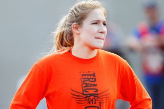 Rockne Roll/News-Register file photo##
Willamina’s Brooke France, pictured at last year’s Class 3A State Track and Field Championships, recently won a National title in the women’s javelin at Pacific University. Rockne Roll/News-Register file photo##
Willamina’s Brooke France, pictured at last year’s Class 3A State Track and Field Championships, recently won a National title in the women’s javelin at Pacific University.