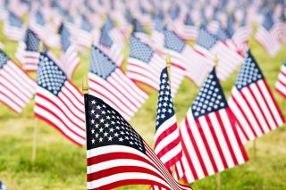 Rockne Roll / News-Register##Flags at the McMinnville Christian Academy honor Oregon s fallen.