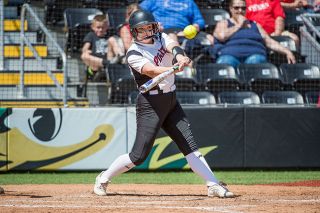 Marcus Larson/News-Register##
Dayton pitcher Maddie Fluke hits a two-RBI single in the top of the fifth that gave the Pirates a 5-3 lead. Clatskanie rebounded with seven unanswered runs to win, 10-5. Marcus Larson/News-Register##
Dayton pitcher Maddie Fluke hits a two-RBI single in the top of the fifth that gave the Pirates a 5-3 lead. Clatskanie rebounded with seven unanswered runs to win, 10-5.
