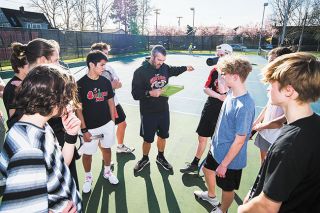 Marcus Larson/News-Register file photo##
McMinnville’s boys tennis head coach Wesley Gabrielsen gives instructions to his players during the team’s 2020 training camp. Gabrielsen recently announced his intentions to step down from his position after nine combined seasons and 101 wins. Marcus Larson/News-Register file photo##
McMinnville’s boys tennis head coach Wesley Gabrielsen gives instructions to his players during the team’s 2020 training camp. Gabrielsen recently announced his intentions to step down from his position after nine combined seasons and 101 wins.