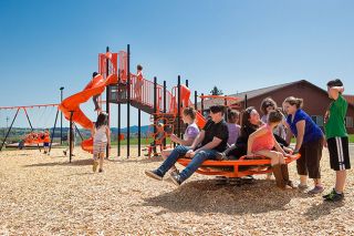 Rockne Roll/News-Register##
Willamina Elementary School students enjoy recess on the school s new playground equipment.