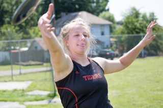 Rusty Rae/News-Register##
The News-Register’s Girls’ Track and Field Athlete of the Year Sadie Horne shows off her discus form at the Yamhill-Carlton track. Horne won the Class 3A discus title this season with a throw of 131 feet, five inches. Rusty Rae/News-Register##
The News-Register’s Girls’ Track and Field Athlete of the Year Sadie Horne shows off her discus form at the Yamhill-Carlton track. Horne won the Class 3A discus title this season with a throw of 131 feet, five inches.