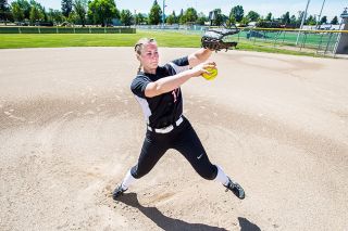 Marcus Larson/News-Register##
McMinnville’s Athlete of the Year Payton Hudson demonstrates her pitching form at a recent photoshoot. Hudson led the Grizzlies with 13 wins and 132 strikeouts this season. Marcus Larson/News-Register##
McMinnville’s Athlete of the Year Payton Hudson demonstrates her pitching form at a recent photoshoot. Hudson led the Grizzlies with 13 wins and 132 strikeouts this season.