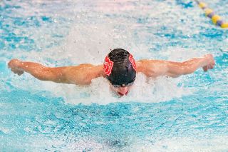Marcus Larson/News-Register##
McMinnville’s Cal Kramer swims the butterfly leg of the boys 200-yard medley relay in Thursday’s swim meet against Sherwood. Kramer’s split of 24.72 seconds helped the Grizzlies’ place first overall in 1:46.19. Marcus Larson/News-Register##
McMinnville’s Cal Kramer swims the butterfly leg of the boys 200-yard medley relay in Thursday’s swim meet against Sherwood. Kramer’s split of 24.72 seconds helped the Grizzlies’ place first overall in 1:46.19.