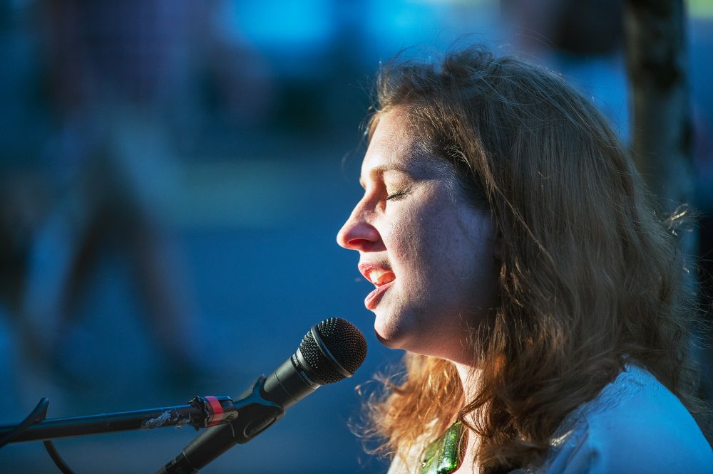 Rusty Rae/News-Register## Mandy Pewonka plays ukelele and serenades listeners at The Bitter Monk on Third Street with a variety of folk music songs, several which she wrote.