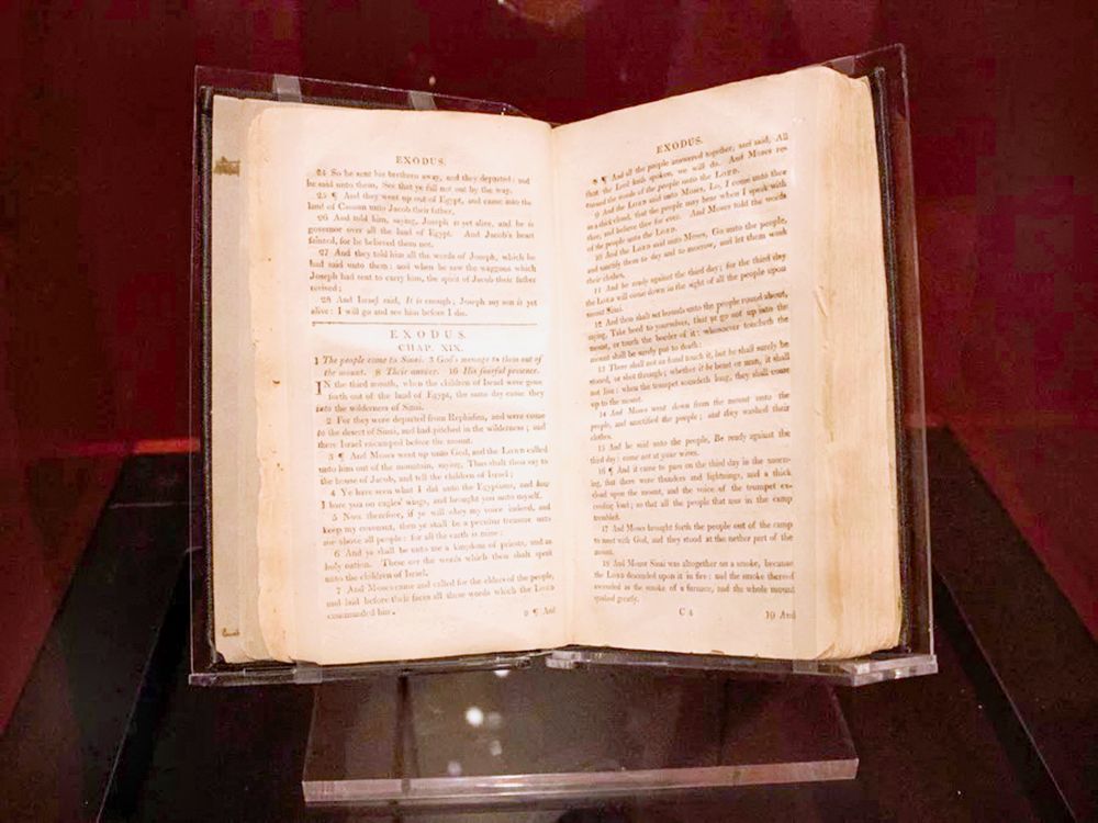 Much of the book of Exodus was excluded from the 1807  Slave Bible , above, designed to convert Black slaves in the West Indies to Christianity.