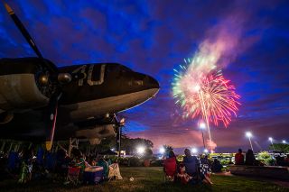Marcus Larson/News-Register ##
Spectators watch last year’s McMinnville Fourth of July fireworks display near Evergreen Aviation and Space Museum’s Douglas C-47A Skytrain. Marcus Larson/News-Register ##
Spectators watch last year’s McMinnville Fourth of July fireworks display near Evergreen Aviation and Space Museum’s Douglas C-47A Skytrain.