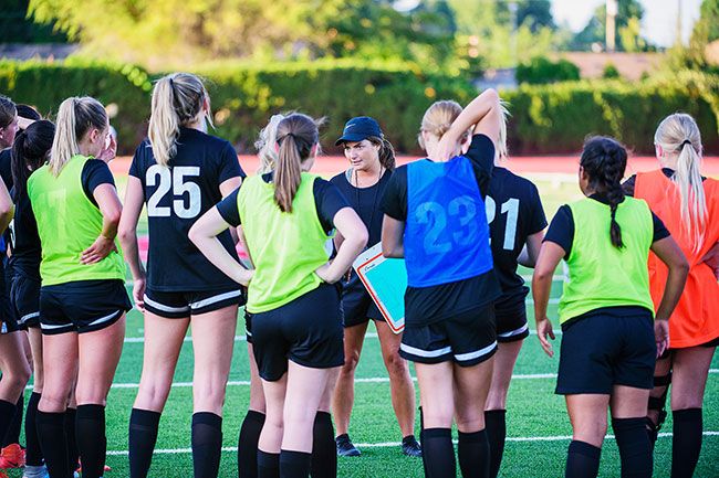 Marcus Larson/News-Register file photo##
Anna Heuberger, pictured during a pre-game warmup in 2019, recently left the McMinnville girls soccer program after five years with the club. Heuberger is taking a position with Gladstone High School in the fall.