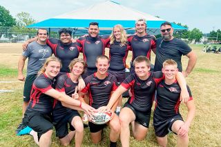 Photo courtesy Trevor Da Silva##
The West Valley Rams rugby squad poses with the Rugby Oregon ball following their breakthrough performance at the state tournament in Portland. For the first time since 1999, the Rams won the state championship, beating Clark County, 21-10. Photo courtesy Trevor Da Silva##
The West Valley Rams rugby squad poses with the Rugby Oregon ball following their breakthrough performance at the state tournament in Portland. For the first time since 1999, the Rams won the state championship, beating Clark County, 21-10.