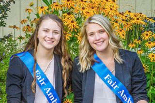 Submitted photo/Scott Carl##Yamhill County Fair & Rodeo ambassadors Cydney Stables and Grace Adams are welcoming visitors to the event, which continues through Saturday on the fairgrounds in McMinnville.
