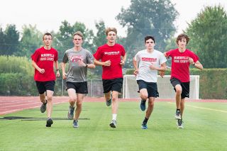 Marcus Larson/News-Register##
McMinnville’s boys’ cross country team is led by five dedicated runners - (l-r) Aiden Blackburn, Kylar Johnson, Zane Fodge, Marcus Graham and David Chupp. Marcus Larson/News-Register##
McMinnville’s boys’ cross country team is led by five dedicated runners - (l-r) Aiden Blackburn, Kylar Johnson, Zane Fodge, Marcus Graham and David Chupp.