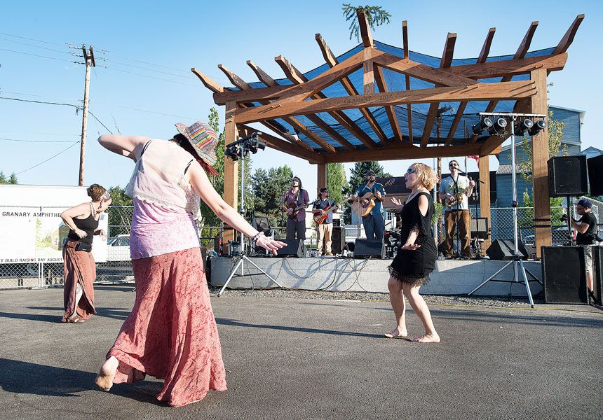 News-Register file photo##Music lovers dance to the sounds of Sol Seed during last year’s Walnut City Music Festival, which unveiled the new stage to be used during the Grain Station  Brew Works’ weekend concerts this summer.
