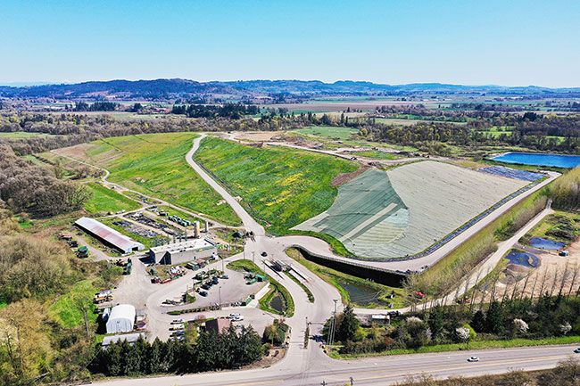 Eagle Eye Droneography photo##Aerial view of Riverbend Landfill, looking south across Highway 18. The facility stopped taking garbage and recycling in 2021.