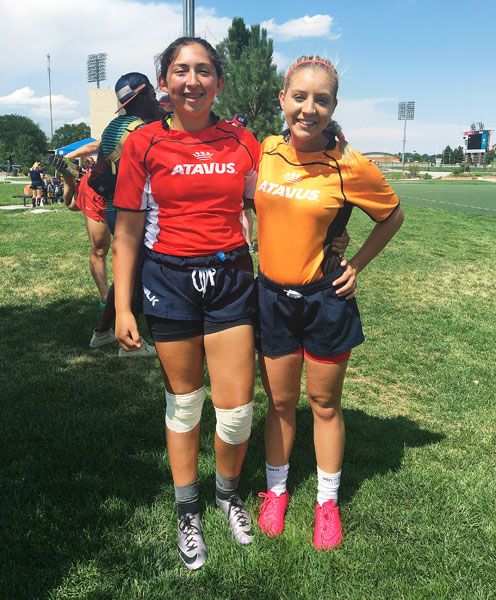 Submitted photo##
Adriana Mendoza and Samantha Barker pose during practice.