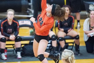 Marcus Larson/News-Register file photo##
Taryn Hunt, a standout libero for the Bulldogs last season, is switching to outside hitter this year. She brings elite athleticism and leaping ability to the net. Marcus Larson/News-Register file photo##
Taryn Hunt, a standout libero for the Bulldogs last season, is switching to outside hitter this year. She brings elite athleticism and leaping ability to the net.