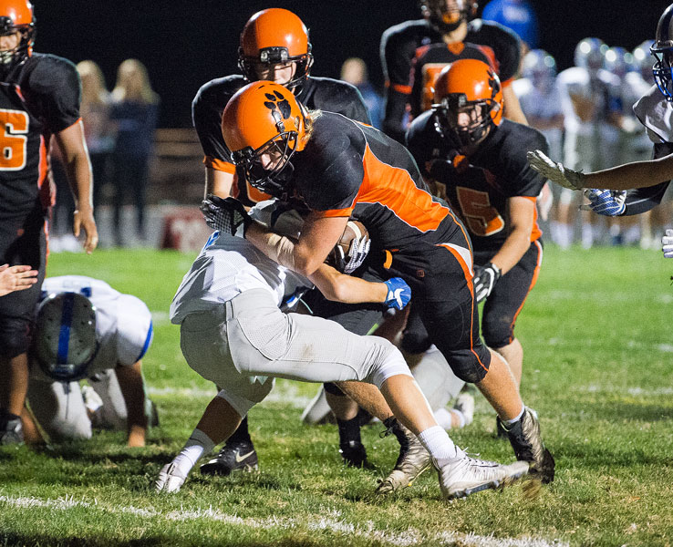 Marcus Larson/News-Register##
Yamhill-Carlton s Colton Saddoris powers his way into the end zone for the Tigers  only touchdown of the game.