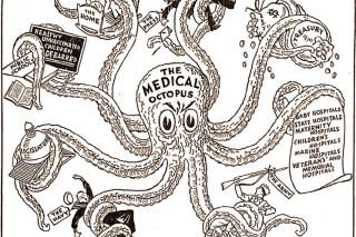 Image: American Medical Association##A political cartoon published by the American Medical Liberty League, Lora Little’s organization, sometime in the late 1910s or early 1920s.