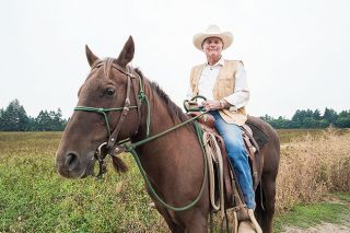 Marcus Larson/News-Register
##George Milne and Wasatch, named for the mountain range in Utah, where Milne went to college and lived during the early years of his retirement. The two have been riding together for more than two decades. “He’s a good horse,” Milne said.