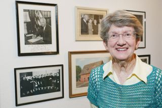 Rockne Roll/News-Register##
Eileen Givens, pictured with some photographs commemorating her involvement in politics at her home in McMinnville.