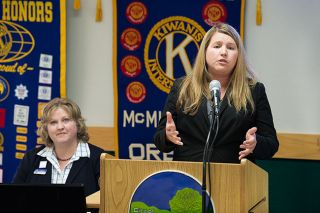 Marcus Larson / News-Register##Circuit Court judge candidate Jennifer answers questions during the debate sponsored by the McMinnville Kiwanis Club and local media outlets the News-Register, KLCY radio and McMinnville Community Media. Marcus Larson / News-Register##Circuit Court judge candidate Jennifer answers questions during the debate sponsored by the McMinnville Kiwanis Club and local media outlets the News-Register, KLCY radio and McMinnville Community Media.