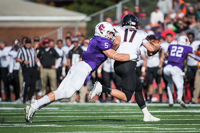 Marcus Larson/News-Register##Linfield sophomore linebacker Mitchell Kekel had seven tackles (four for loss), two sacks and a forced fumble as the Wildcats defeated Whitworth, 52-10, Saturday afternoon at Maxwell Field.