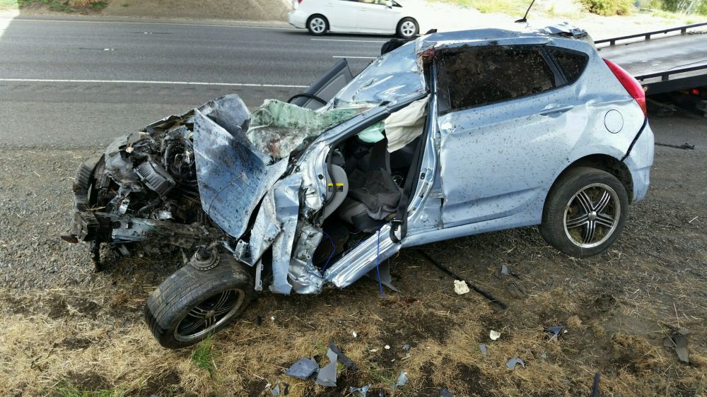 Photo courtesy Oregon State Police##An Willamina man was killed early Saturday morning when his car crashed south of Woodburn on Interstate 5.