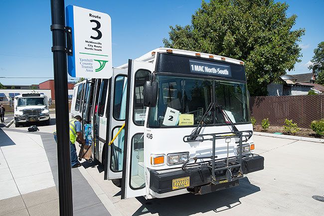 News-Register file photo##Yamhill County Transit Area buses will continue running, although ridership is down. The county is considering a temporary fare decrease.