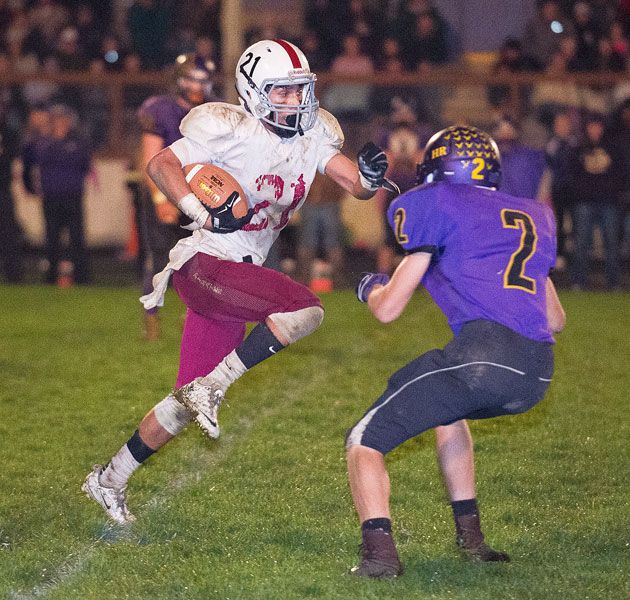 Marcus Larson/News-Register##Dayton junior Oscar Rosas had six receptions for 103 yards and a touchdown and one carry for 17 yards in the Pirates  37-34 loss to Harrisburg Friday night.