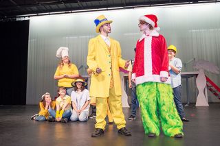 Marcus Larson/News-Register ##
The mayor of Whoville (Kolbie Davidson) talks with the Grinch (Sam Smith) about his plans for the town in Mac High’s production, based on the stories of Dr. Seuss. Marcus Larson/News-Register ##
The mayor of Whoville (Kolbie Davidson) talks with the Grinch (Sam Smith) about his plans for the town in Mac High’s production, based on the stories of Dr. Seuss.