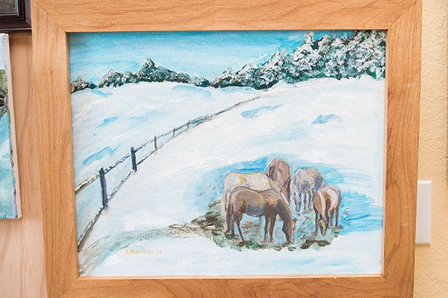 Marcus Larson/News-Register ## Born and raised in Russia, Novikoff loves snow. This painting was inspired by a snowy drive to her in-laws’ house in Eastern Washington.