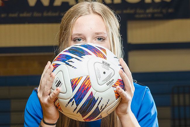 Rusty Rae/News-Register##Eliza and her twin sister, Adie, have played soccer together since they were four years old. They hope to continue to compete for state titles at Amity.